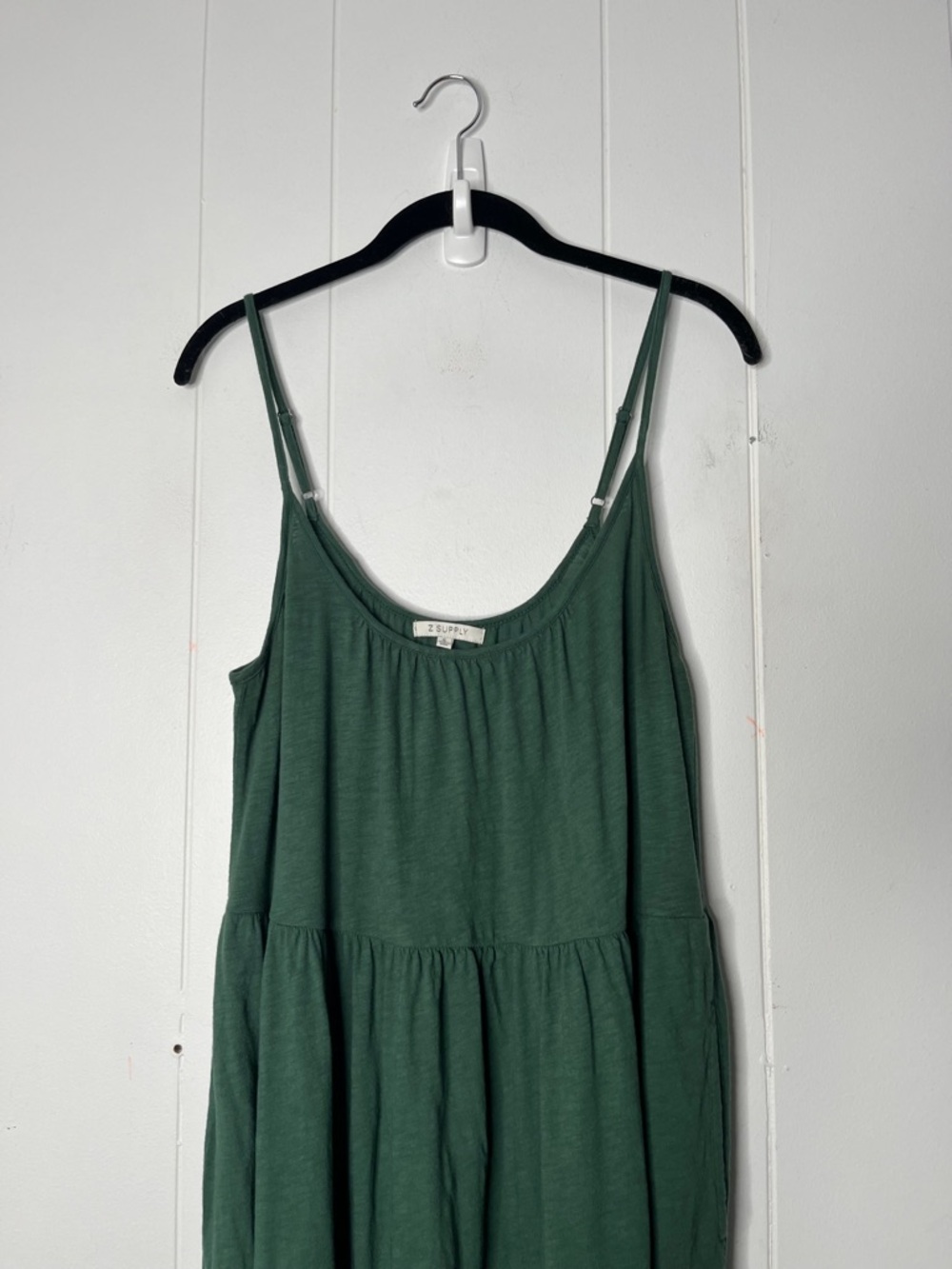 Z Supply Women's Forest Green Knit Maxi Sundress - Sleeveless Tiered Design S - Picture 2 of 10